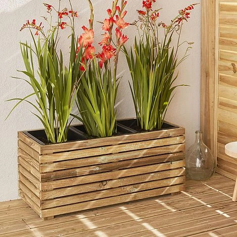 Cerland Horizon Outdoor Rectangular Wooden Planter 90cm 1 Cerland Horizon Outdoor Rectangular Wooden Planter 90cm