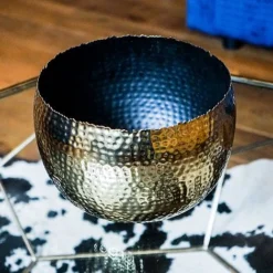 Hammered Bowl Gold/Black 30Cm -Florist Zone AC30G 2