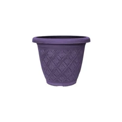 Woven Blossom Planter 33cm Brushed Wood Violet Effect