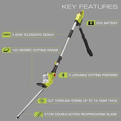 Garden Gear 20V Cordless Lithium-ion Telescopic Hedge Trimmer 8 Garden Gear 20V Cordless Lithium-ion Telescopic Hedge Trimmer - Image 8