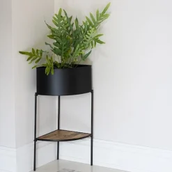 Indoor Kensington Metal Corner Planter Stand In Black H76Cm W30Cm -Florist Zone IKMCPSB76 2 copy