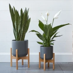 Lisbon Pot And Stand Charcoal D20.5Cm -Florist Zone LPCST20 1 copy