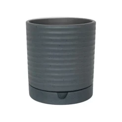 Luna Stoneware Planter & Saucer Grey H20CM D18CM