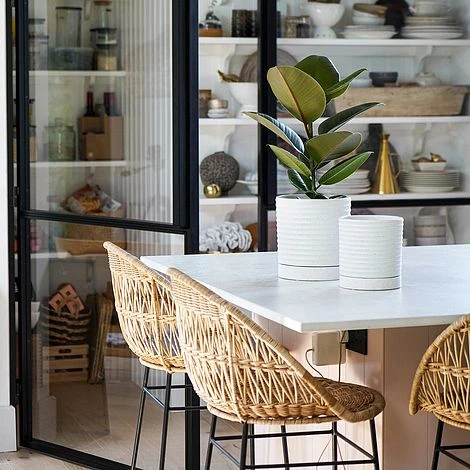 Luna Stoneware Planter & Saucer White H20CM D18CM 3 Luna Stoneware Planter & Saucer White H20CM D18CM - Image 3