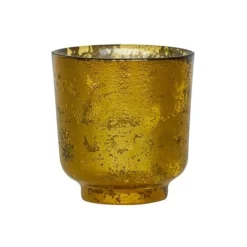 Metallic Gold Glass Holder H19Cm W15.5Cm