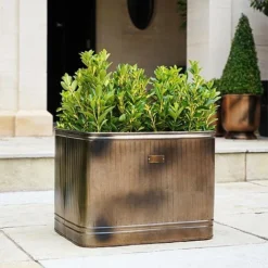 Outdoor Hampton Rectangular Copper Metal Planter H38Cm W50Cm -Florist Zone OHRCMP50 1