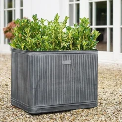 Outdoor Hampton Rectangular Galvanised Metal Planter H38Cm W50Cm -Florist Zone OHRGMP50 1