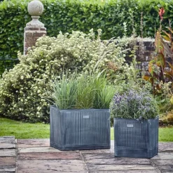Outdoor Hampton Rectangular Galvanised Metal Planter H38Cm W50Cm -Florist Zone OHRGMP50 2