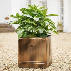Outdoor Hampton Square Copper Metal Planter H45Cm W44Cm -Florist Zone OHSCMP44 1
