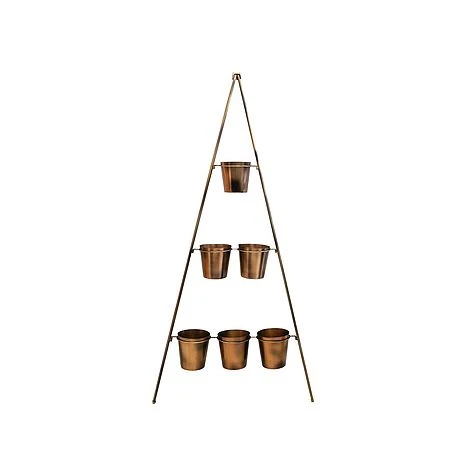Outdoor Vertical Gold Metal Wall Plant Stand With Planters H148Cm W69Cm Planter Size External Diam 14Cm 1 Outdoor Vertical Gold Metal Wall Plant Stand With Planters H148Cm W69Cm Planter Size External Diam 14Cm