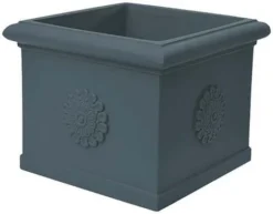 Idra Plastic Festooned Square Planter 45cm - Anthracite