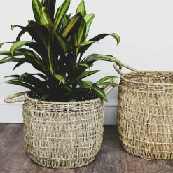Seagrass Lined Basket Natural Set Of 2 -Florist Zone SBNS2 1