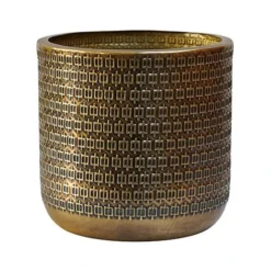 Florist Zone 20 Solis Embossed Planter Gold H18CM D18CM
