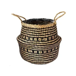 Seagrass Tribal Black Lined Basket Small H25Cm D30Cm