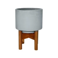 Vigo Concrete Grey Planter With Stand 22cm