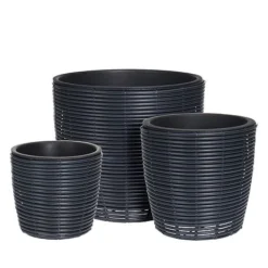 Idooka Black Round Trio Of Plant Pots -Florist Zone VN8000 PLANT POTS.BLACK .Main