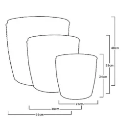 Idooka Black Round Trio Of Plant Pots -Florist Zone VN8000 PLANT POTS.BLACK .Silhouette