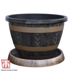 Wooden Barrel Effect Tower Pot -Florist Zone WOOD KB0330 D