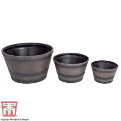 Wooden Barrel Effect Planter – Small -Florist Zone wood bar2