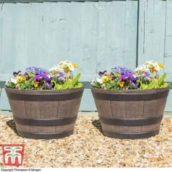Wooden Barrel Effect Planter – Medium